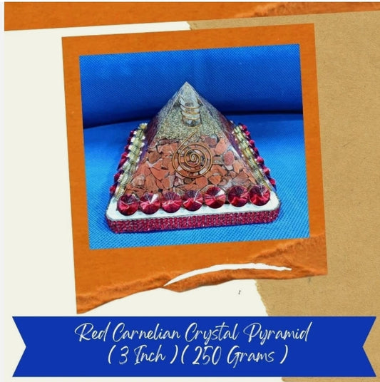 Red Carnelian Crystal Pyramid 3 Inch Energized & Activated For Vastu Correction