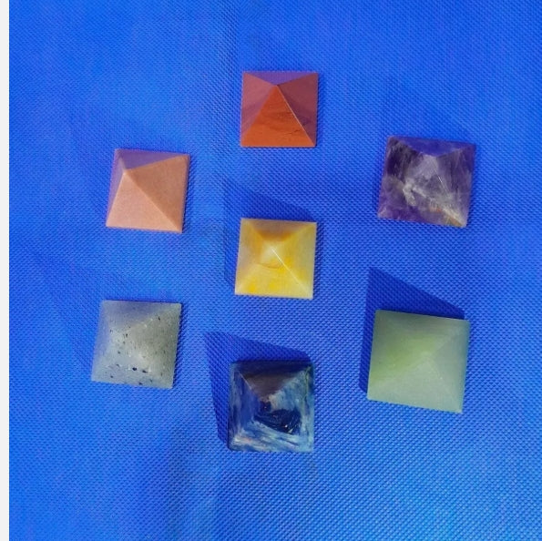 Seven Chakra Pyramid Set 7 Chakra Healing Pyramids Activated & Energized 1 Inch