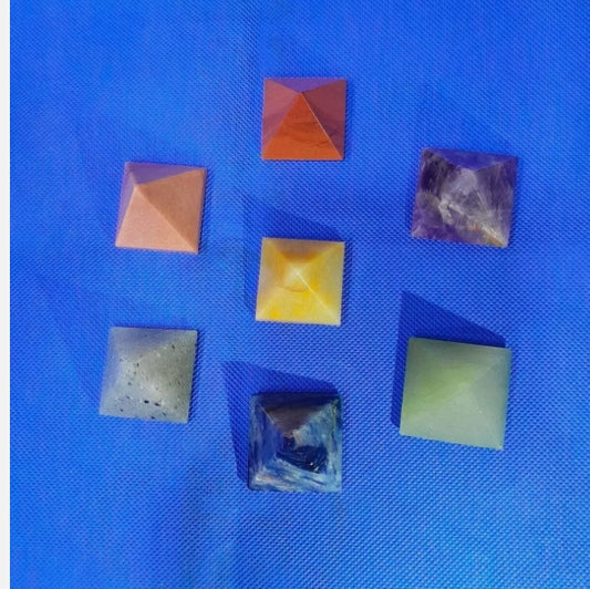 Seven Chakra Pyramid Set 7 Chakra Healing Pyramids Activated & Energized 1 Inch