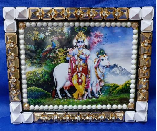 Krishna Frame With Pyramids/Crystal Beads For Reducing Debts Activated Energized
