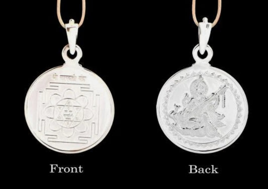 Saraswati Yantra Pendant Pure Silver 999 Activated & Energized Locket
