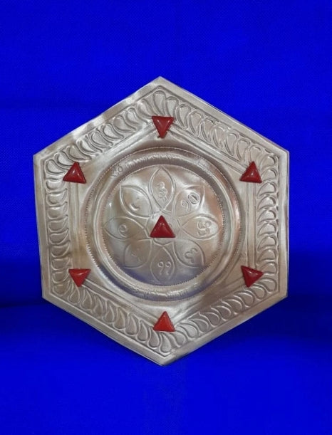 Copper Bhaum Yantra With Munga For South & South West Vastu Dosh Nivaran 6 Inch