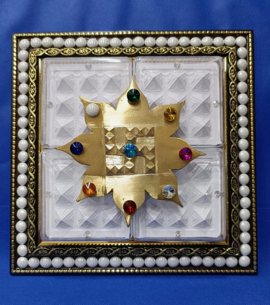 Copper Lotus Swastik With Navgraha Stone For Brahmasthan 11 Inch Energized