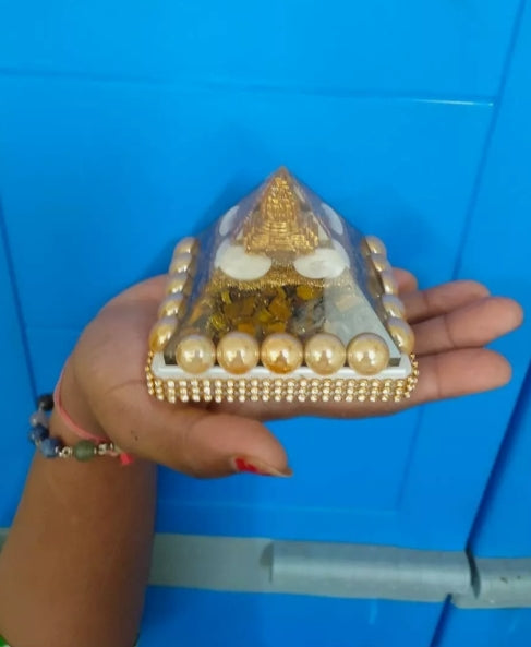 Shree Yantra Gomati Chakra Crystal Pyramid Energized For Good Health/Prosperity