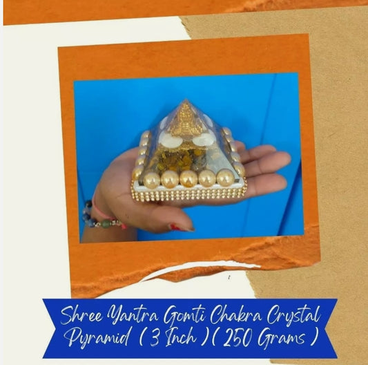 Shree Yantra Gomati Chakra Crystal Pyramid Energized For Good Health/Prosperity