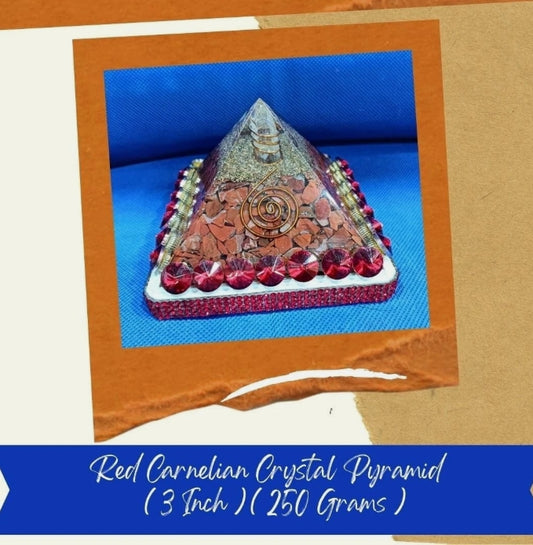 Orange Carnelian Crystal Pyramid Energized For Healing & Chakra Balancing 3 Inch