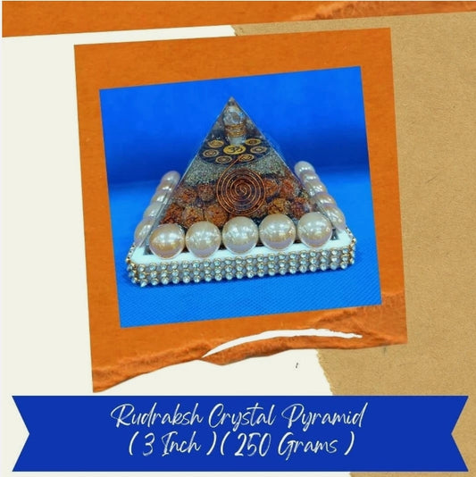 Rudraksha Crystal Pyramid 3 Inch Energized Activated For Good Luck & Prosperity