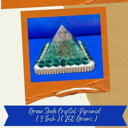 Green Jade Crystal Pyramid 3 Inch Energized Activated For Harmoney & Prosperity