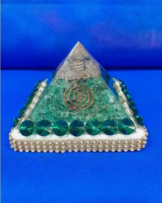 Green Jade Crystal Pyramid 3 Inch Energized Activated For Harmoney & Prosperity