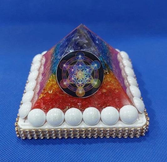 Seven Chakra Crystal Pyramid 3 Inch Energized & Activated For Positive Energy