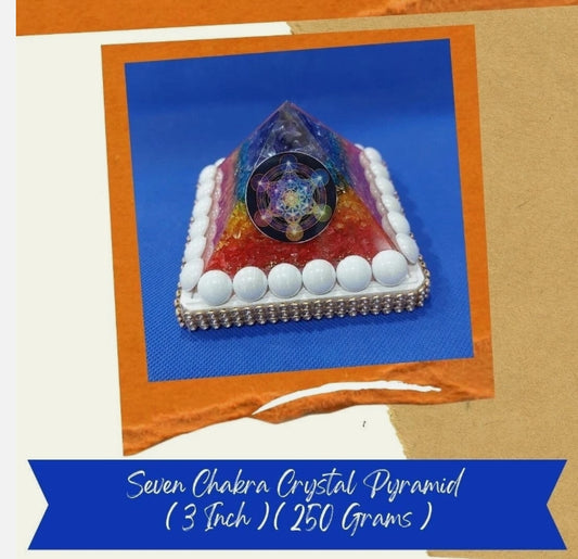 Seven Chakra Crystal Pyramid 3 Inch Energized & Activated For Positive Energy