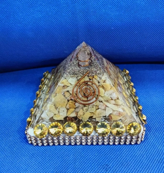 Yellow Citrine Crystal Pyramid 3 Inch Energized & Activated For Wealth/Money