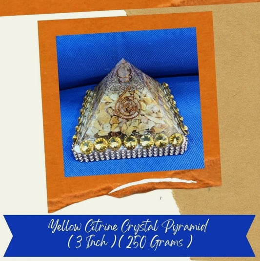 Yellow Citrine Crystal Pyramid 3 Inch Energized & Activated For Wealth/Money