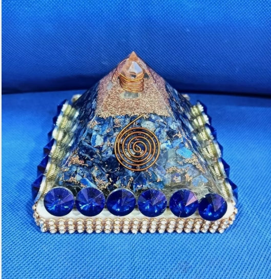 Lapis Lazuli Crystal Pyramid 3 Inch Energized & Activated To Remove Negativity