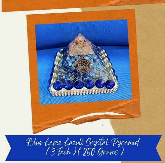Lapis Lazuli Crystal Pyramid 3 Inch Energized & Activated To Remove Negativity