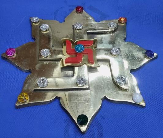 Brass Lotus Swastik For All Navgraha & Vastu Dosh Nivaran 8 Inch Energized