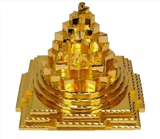 Meru Shree Yantra Pyramid In Panchdhatu Metal 3 Inches Energized