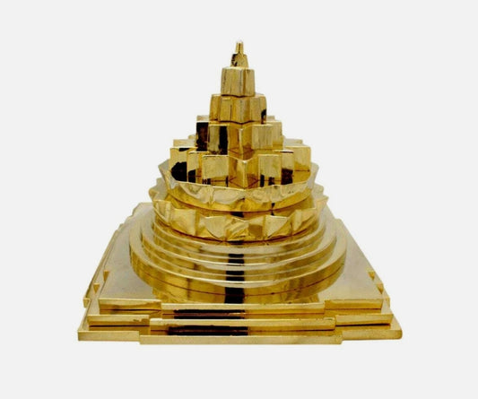 Meru Shree Yantra Pyramid In Alloy Metal Solid 6 Inches Energized