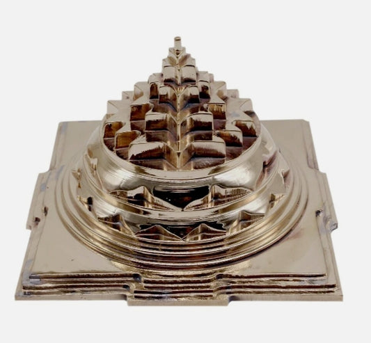 Meru Shree Yantra Pyramid In Alloy Metal 5 Inches Hollow Energized