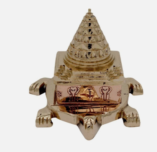Tortoise Meru Shree Yantra Pyramid In Alloy Metal 2 Inches Energized