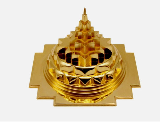 MahaMeru Shree Yantra Pyramid In Panchdhatu Metal Hollow 8 Inches Energized