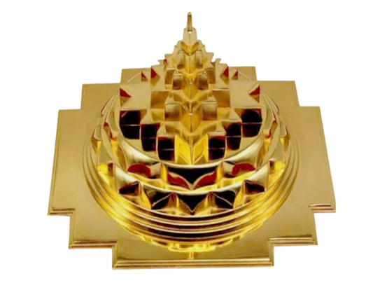 MahaMeru Shree Yantra Pyramid In Panchdhatu Metal Hollow 8 Inches Energized