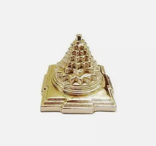 Meru Shree Yantra Pyramid In Brass Hollow Metal 2 Inches Energized