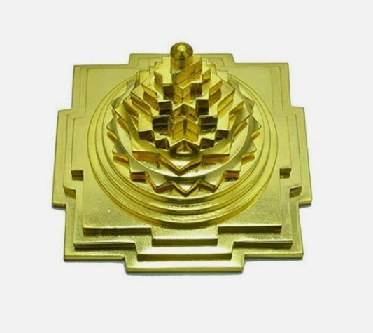 Meru Shree Yantra Pyramid In Solid Brass Metal 4 Inches Energized
