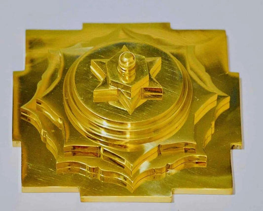 Lord Kuber Meru Yantra Pyramid In Brass Metal 5 Inch Energized