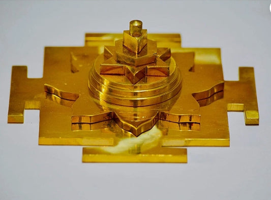 Saraswati Mata Meru Yantra Pyramid In Brass Metal 5 Inch Energized