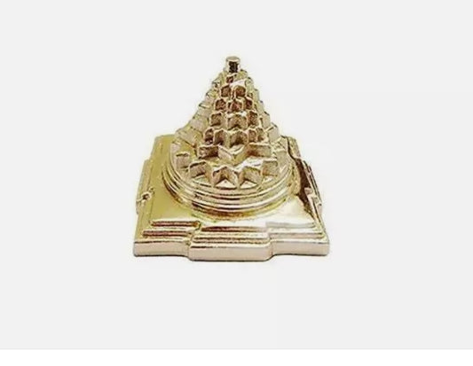 Meru Shree Yantra Pyramid In Hollow Brass Metal 3 Inches Energized