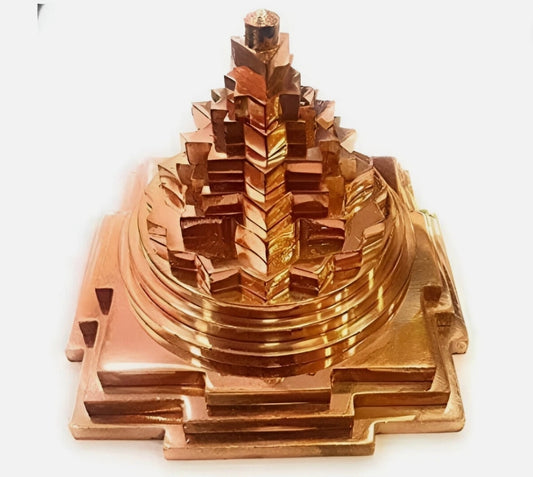 Meru Shree Yantra Pyramid In Pure Copper 4 Inches Energized