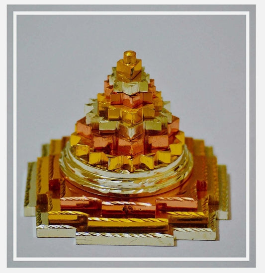 Meru Shree Yantra Pyramid In Panchdhatu Metal 4 Inches Energized