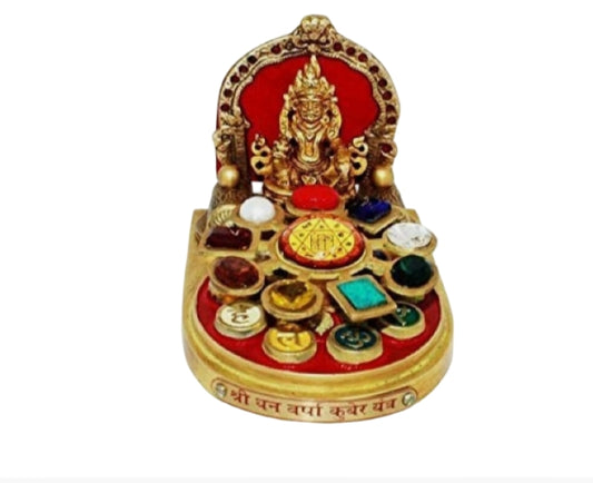 Shree Dhan Varsha Kuber Yantra/ Lord Kuber Yantra Chowki In Brass For Wealth