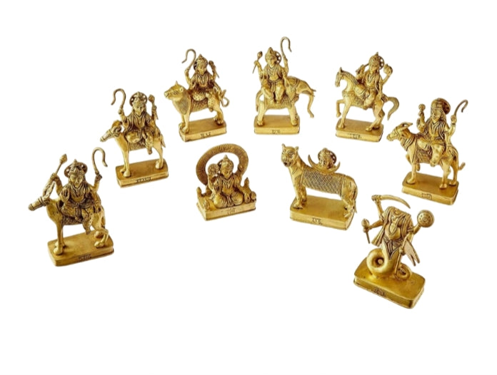 NavGraha Idols In Brass / 9 Planet Statues / Hindu Religion God Sculpture