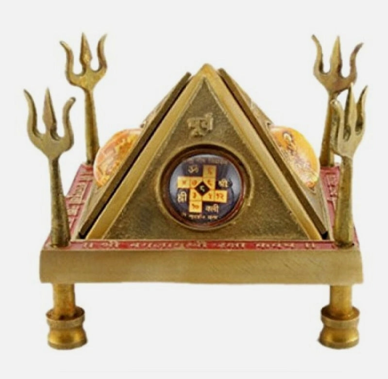 Baglamukhi Yantra Chowki In Brass Raksha Kavach Chowki For Protection