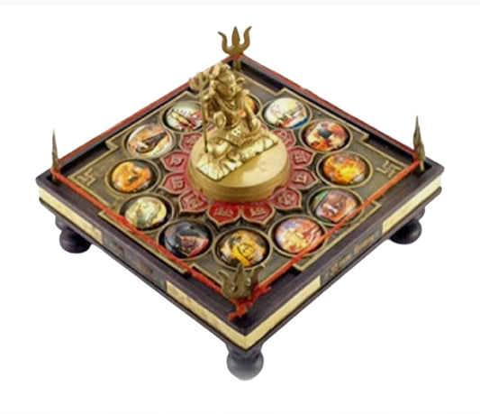 Shri Jyotirlingam Darshan Chowki In Brass / Lord Shiva Yantra Chowki