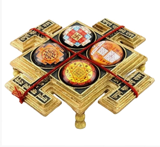 Sampoorna Mahalaxmi / Goddess Laxmi Yantra Chowki In Brass For Wealth