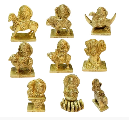 NavGraha Idols In Brass / 9 Planet Statues / Hindu Religion God Sculpture
