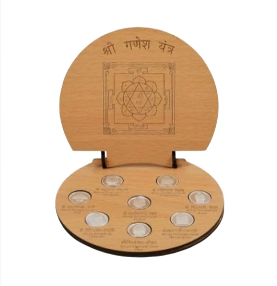 Shri Astha Vinayak Darshan In Pure Silver 999 Set Of 8 Silver Coins With Yantra
