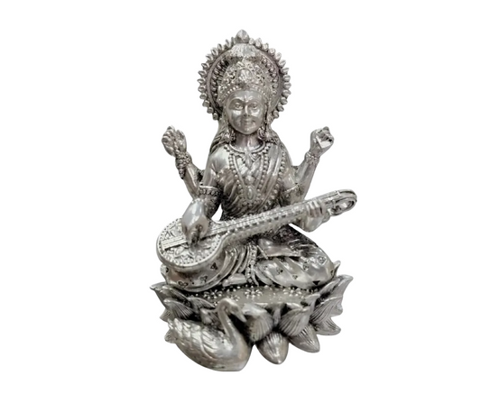 Saraswati Mata Idol In Pure 925 Silver