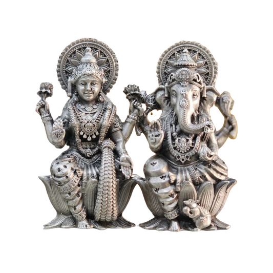 Laxmi Ganesh Idol In Pure 925 Silver