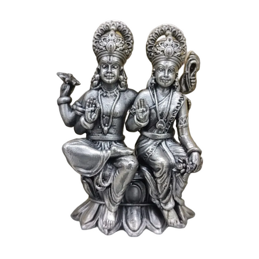 Vishnu Laxmi Idol In Pure 925 Silver