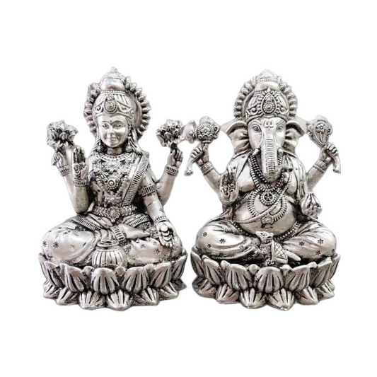 Laxmi Ganesh Idol In Pure 925 Silver