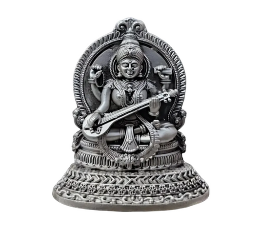 Saraswati Mata Idol In Pure 925 Silver