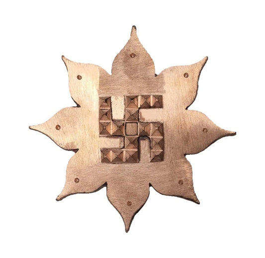Copper Lotus Swastik With 18 Pyramids For Brahmasthan & Vastu Dosh Nivaran