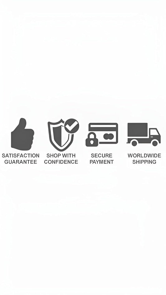 Icons representing satisfaction guarantee shop with confidence secure payment and worldwide shipping for Shiv Ganesh Yantra for home
